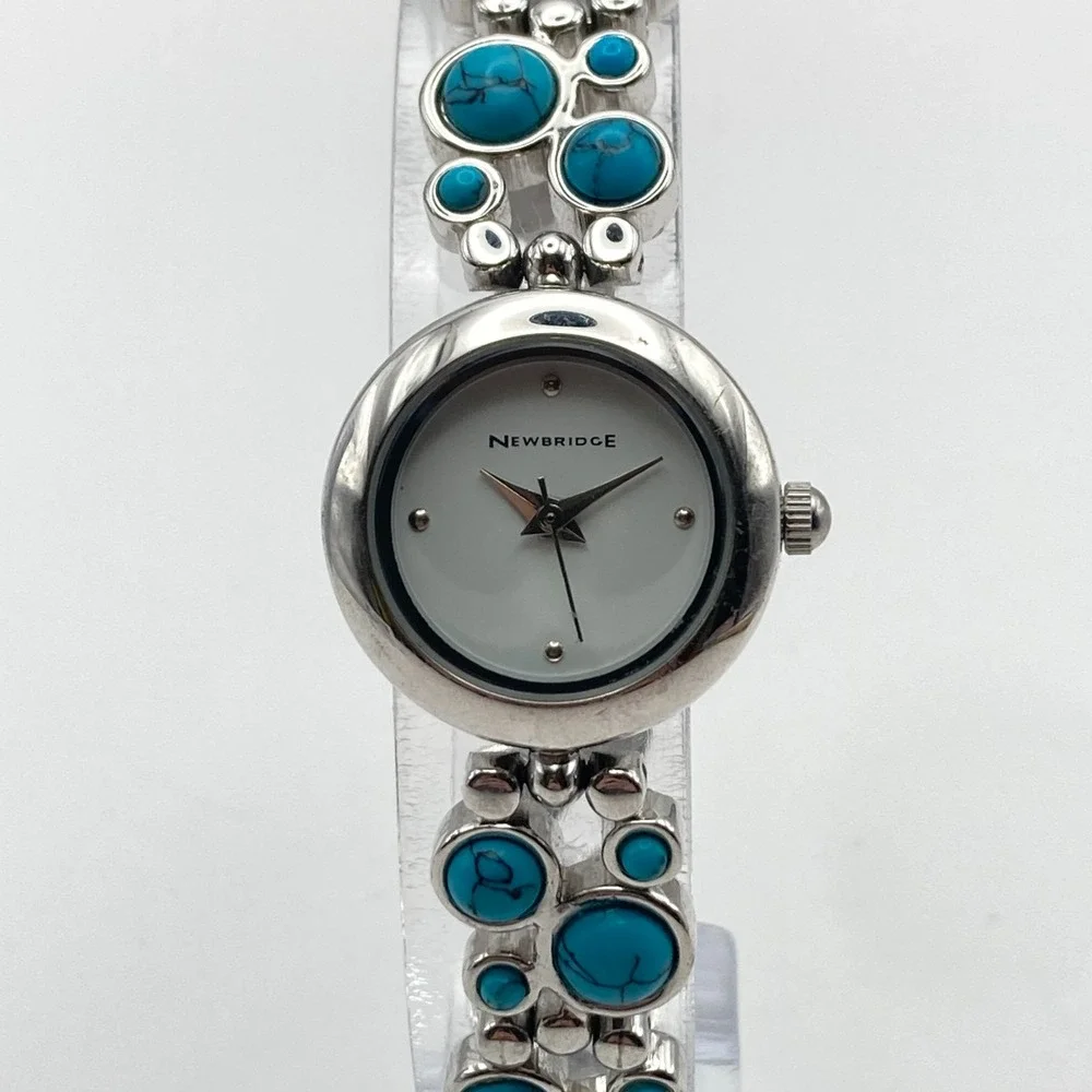 Newbridge Women's Watch 22mm Silver Tone Blue Southwest New Battery 6.75